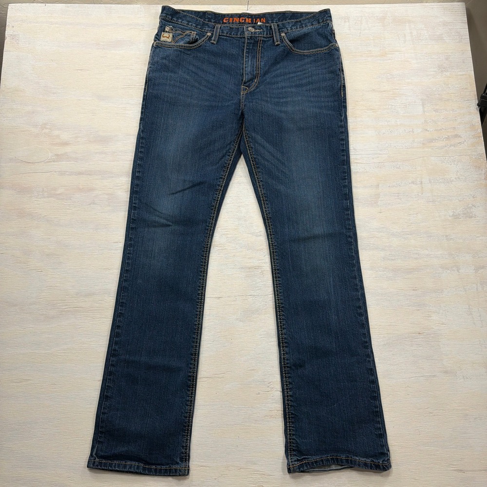 Cinch Jeans Ian Slim Fit 35x34 Medium Wash Western Denim Mens